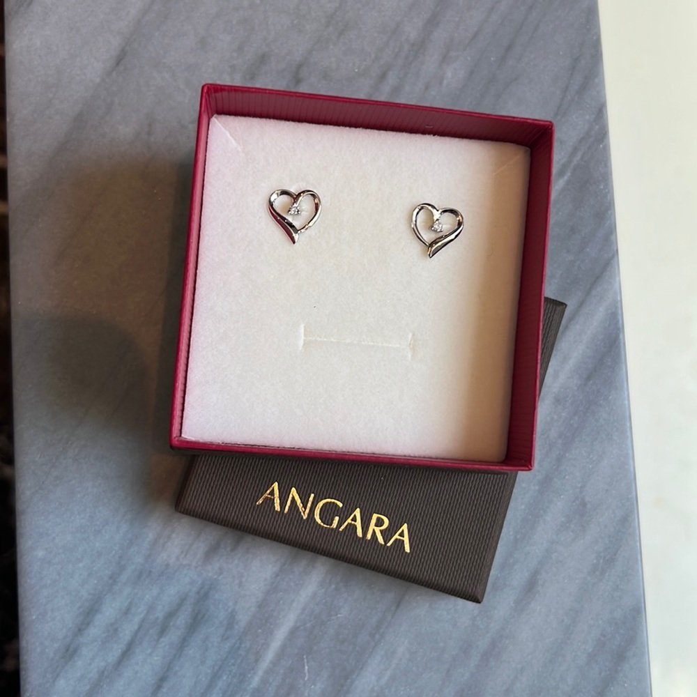 Angara Diamond Open-Heart Earrings